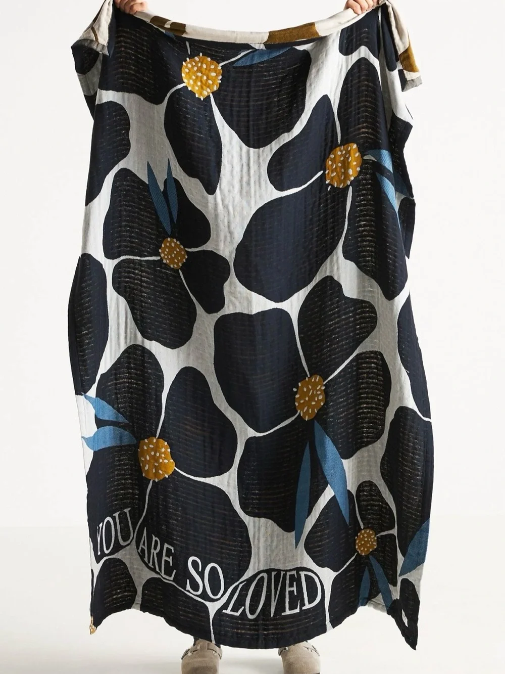 Anthropologie McKenzie Parrott Floral Cotton Jacquard Throw Blanket - NWT